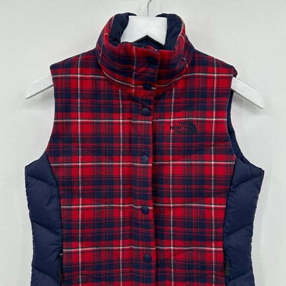 The North Face 700 Down Puffer Vest Jacket Womens Size XS Red Blue Zip Pockets - Picture 3 of 14